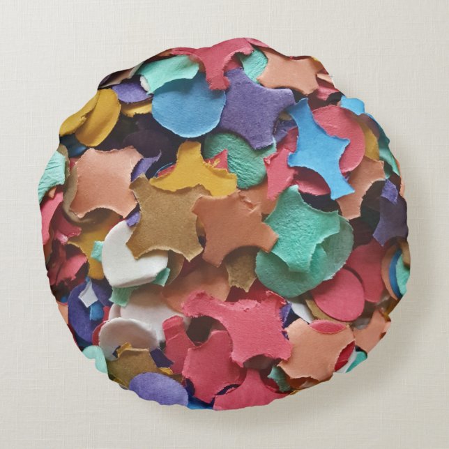 Carnaval Confetti kleurrijke papieren artikelen Rond Kussen (Achterkant)