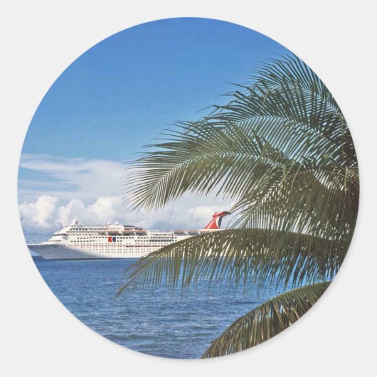 Carnaval cruiseschip aangedaan op Grand Cayman Isl Ronde Sticker (Voorkant)