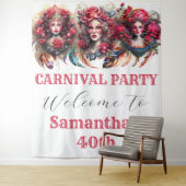 Carnaval dames roos fantasieveren glam wandkleed (In situ)