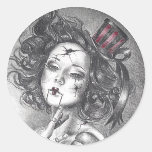 Carnaval Doll Sticker Gotische Kunst Sticker (Voorkant)