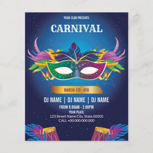 Carnaval Evenement Uitnodiging Flyer (Voorkant)