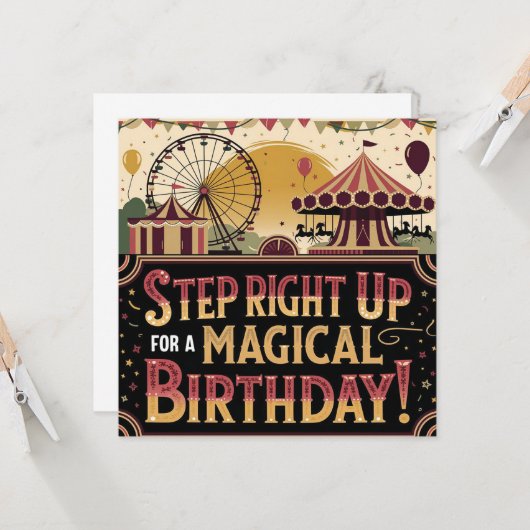  Carnaval Extravaganza Verjaardag Ontwerp Kaart (Voorkant / Achterkant in situ)