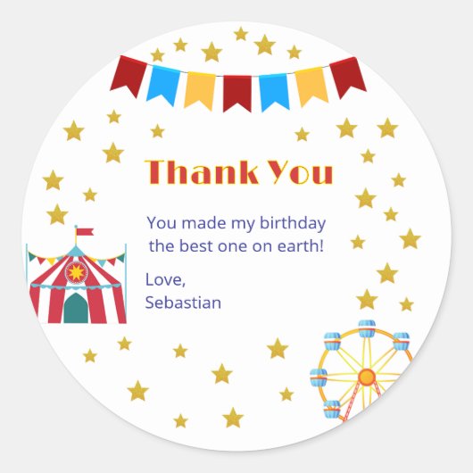 Carnaval Favoriet Stickers met gouden sterren (Voorkant)