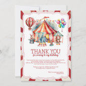 Carnaval Feest Circus Show & Dieren Verjaardag Bedankkaart (Voorkant)