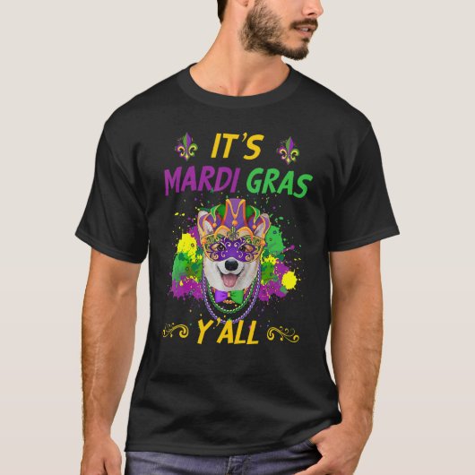 Carnaval Feest Idee Corgi Hond Mardi Gras T-shirt (Voorkant)