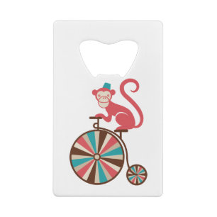 Carnaval Festival Thema cute circus aap ontwerp Creditkaart Flessenopener