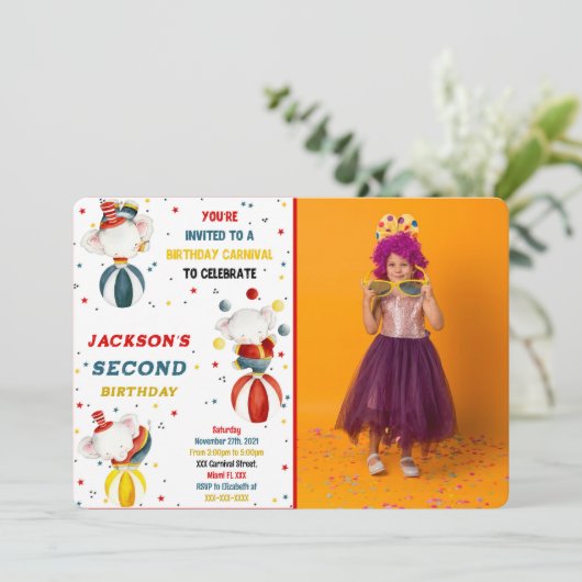 Carnaval Foto Uitnodigingen (Staand voorkant)