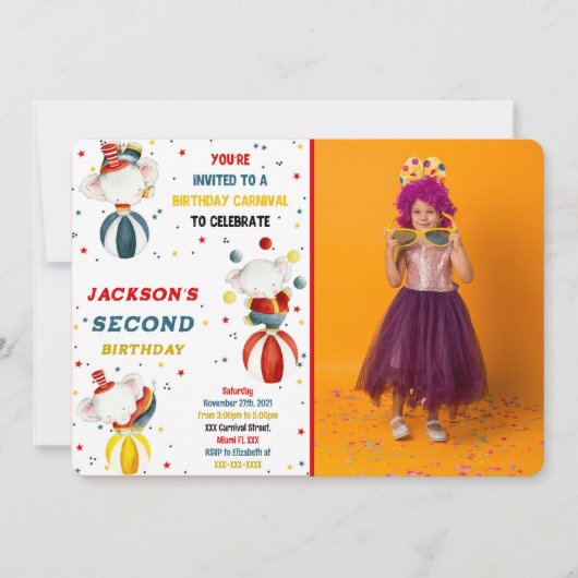 Carnaval Foto Uitnodigingen (Voorkant)