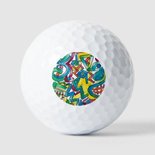 Carnaval - Handgeschilderde Abstracte Kunst Golfballen (Voorkant)
