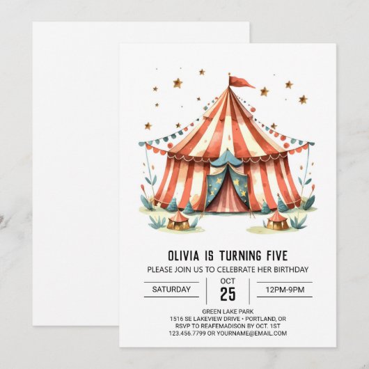 Carnaval Happy Delight Circus Verjaardag Kaart (Voorkant / Achterkant)