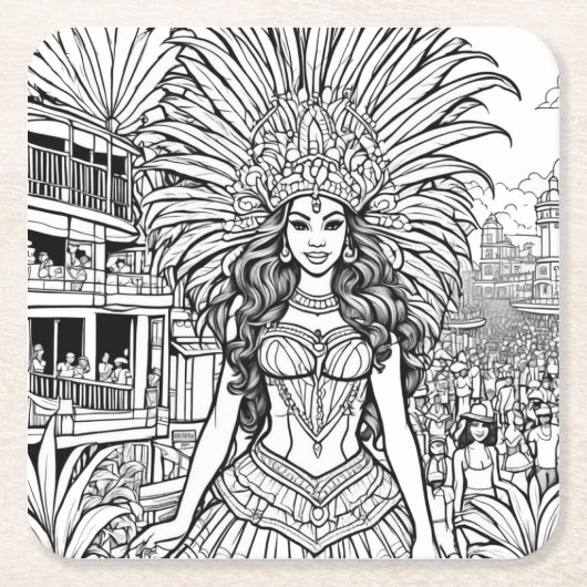 Carnaval in Brazilië Kleuren Kartonnen Onderzetters (Voorkant)