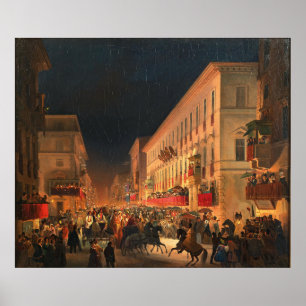Carnaval in Rome, het feest van Moccoletti Poster