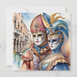 Carnaval in Venetië Italië Venetiaanse Maskers Feestdagenkaart