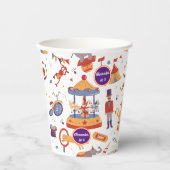 Carnaval Kinderen Verjaardagscircus Patroon Clown Papieren Bekers (Voorkant)