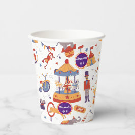 Carnaval Kinderen Verjaardagscircus Patroon Clown Papieren Bekers