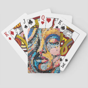 Carnaval Kleurrijke Pixel Art Portret Pokerkaarten