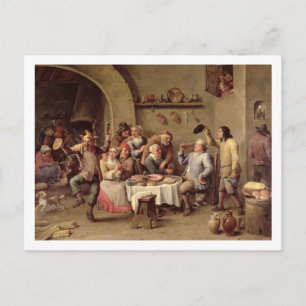 Carnaval: Le Roi Boit, 1690 (olie op koper) Briefkaart