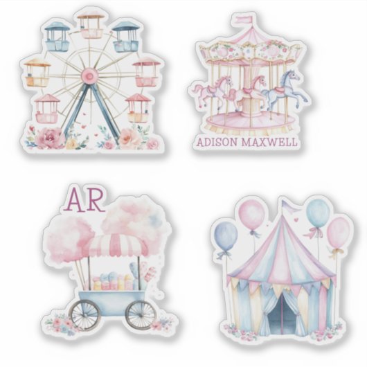 Carnaval Leuke Verjaardag Budget Monogram Sticker (Voorkant)