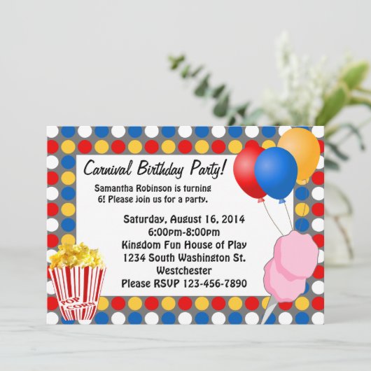 Carnaval Lichten en Snacks Aangepaste Uitnodiginge Kaart (Staand voorkant)