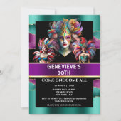 Carnaval mardi gras festival vrouw maskers veren kaart (Voorkant)