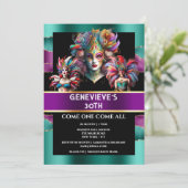 Carnaval mardi gras festival vrouw maskers veren kaart (Staand voorkant)