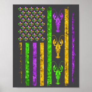 Carnaval Mardi Gras Usa Amerikaanse Vlag Rivierkre Poster
