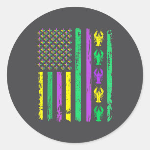 Carnaval Mardi Gras Usa Amerikaanse Vlag Rivierkre Ronde Sticker