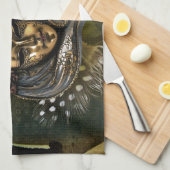 Carnaval Mask-Green Damask Keukenhanddoek (Quarter Fold)