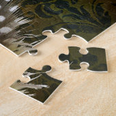 Carnaval Masker-Groene Damask Puzzel Legpuzzel (Zijkant)