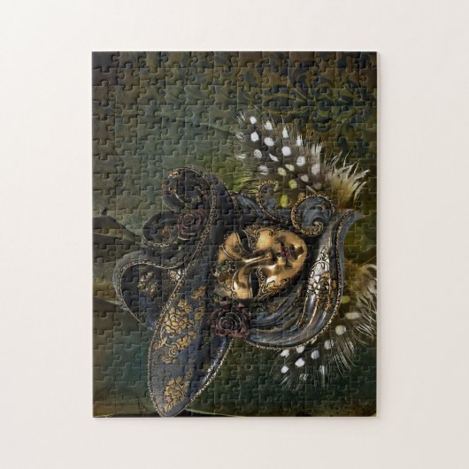 Carnaval Masker-Groene Damask Puzzel Legpuzzel (Verticaal)