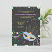 Carnaval Masker Uitnodiging (Staand voorkant)