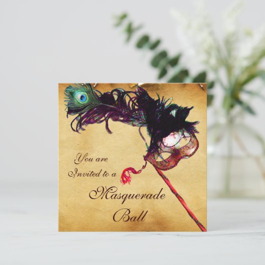 CARNAVAL MASKERS Classy Parchment Kaart (Staand voorkant)