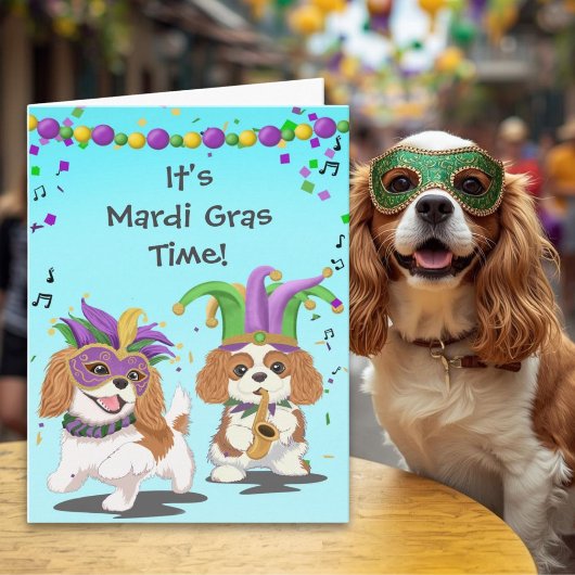 Carnaval met Cavalier King Charles Spaniel Kaart
