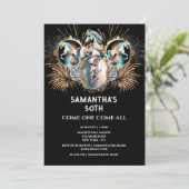 Carnaval nacht circus vuurwerk carrousel verjaarda kaart (Staand voorkant)