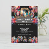 Carnaval nacht circus vuurwerk festival performer kaart (Staand voorkant)