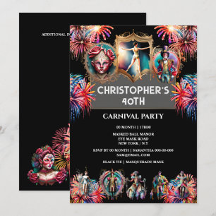 Carnaval nacht circus vuurwerk festival performer kaart