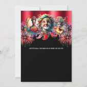 Carnaval nacht circus vuurwerk gemaskerd rood kaart (Achterkant)