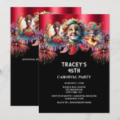 Carnaval nacht circus vuurwerk gemaskerd rood kaart (Voorkant / Achterkant)