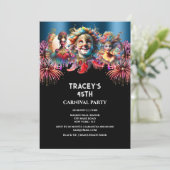 Carnaval nacht circus vuurwerk maskerade blauw kaart (Staand voorkant)