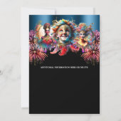 Carnaval nacht circus vuurwerk maskerade blauw kaart (Achterkant)