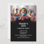 Carnaval nacht circus vuurwerk maskerade maskers kaart (Voorkant)