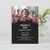 Carnaval nacht circus vuurwerk maskerade maskers kaart (Staand voorkant)