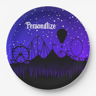 Carnaval nacht zomer kermis rit zwart blauw papieren bordje