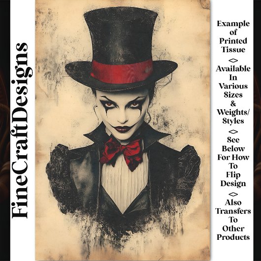 Carnaval Noir figuur, gezicht make-up CG1 decoupag Tissuepapier