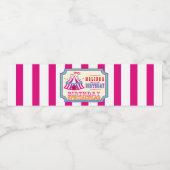 Carnaval of Circus, Hot Roze Verjaardag Spectacula Waterfles Etiket (Enkel label)
