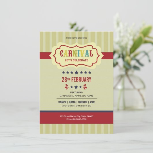 Carnaval Party Flyer Kaart (Staand voorkant)
