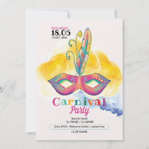 Carnaval Party Invitation Kaart