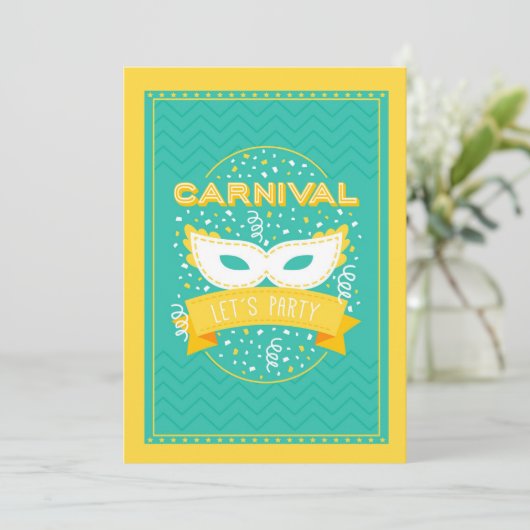 Carnaval Party Invitation Kaart (Staand voorkant)