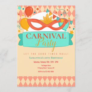 Carnaval Party Invitation Kaart