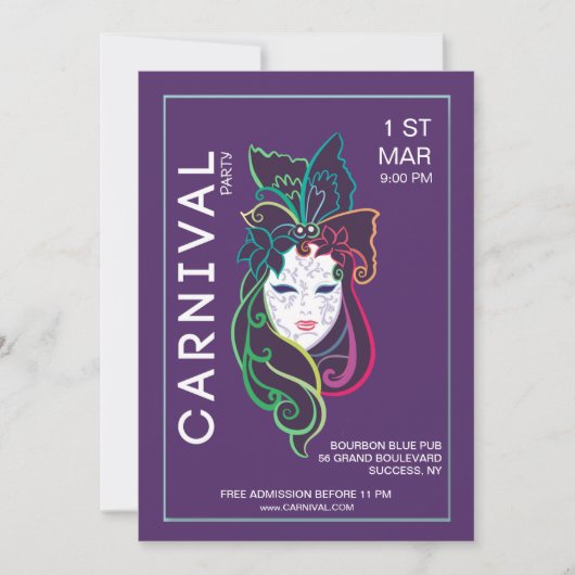 Carnaval Party Invitation Kaart (Voorkant)